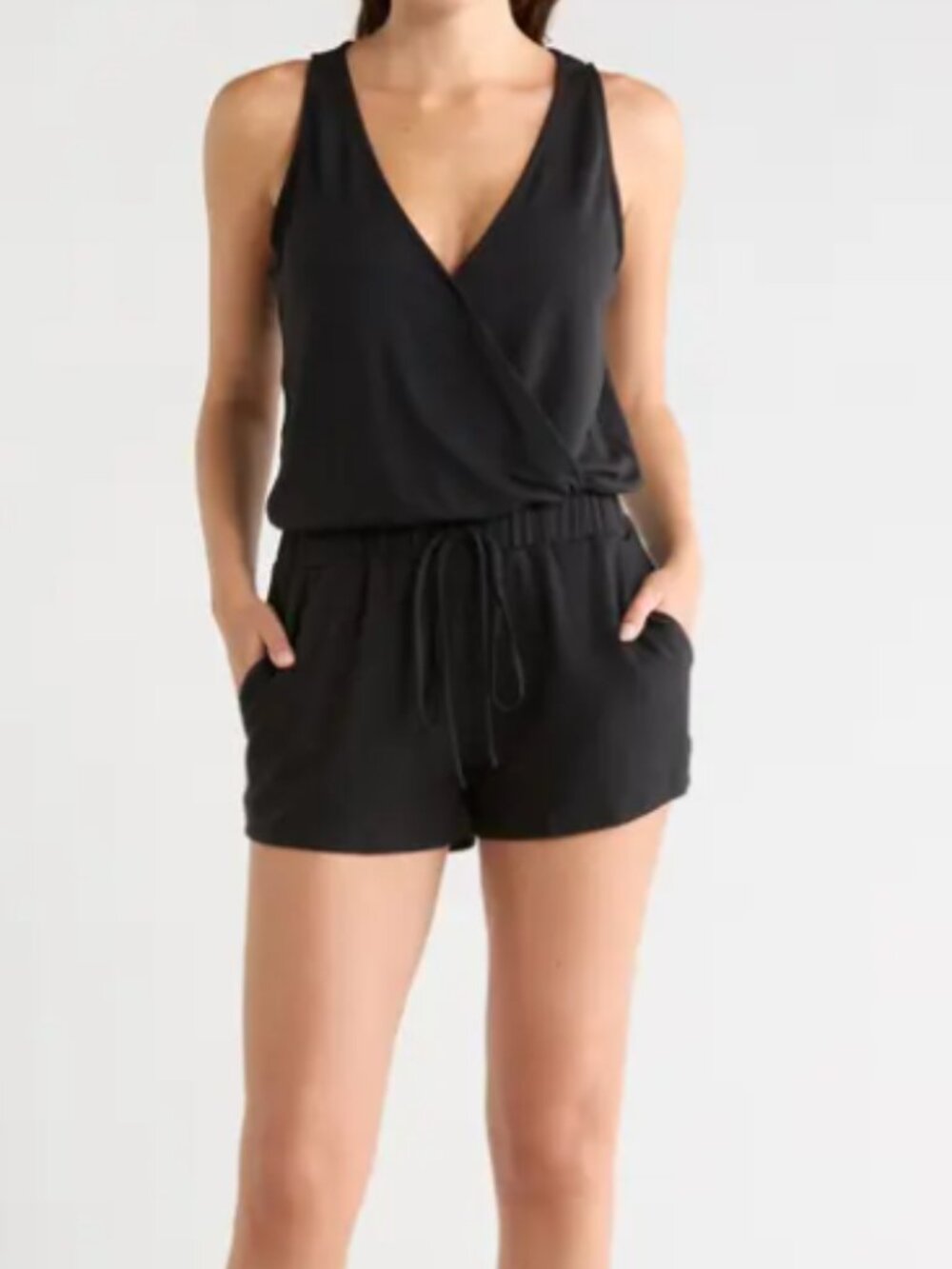 Young Fabulous & Broke black knit drawstring romper